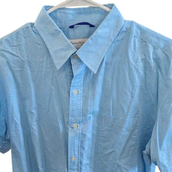Teddy Stratford Light Blue Oxford Short Sleeved Button Down w Zip Fit - Size 5 - Picture 4 of 14
